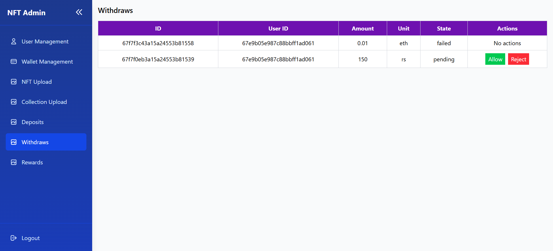 JEONFT admin platform image 6